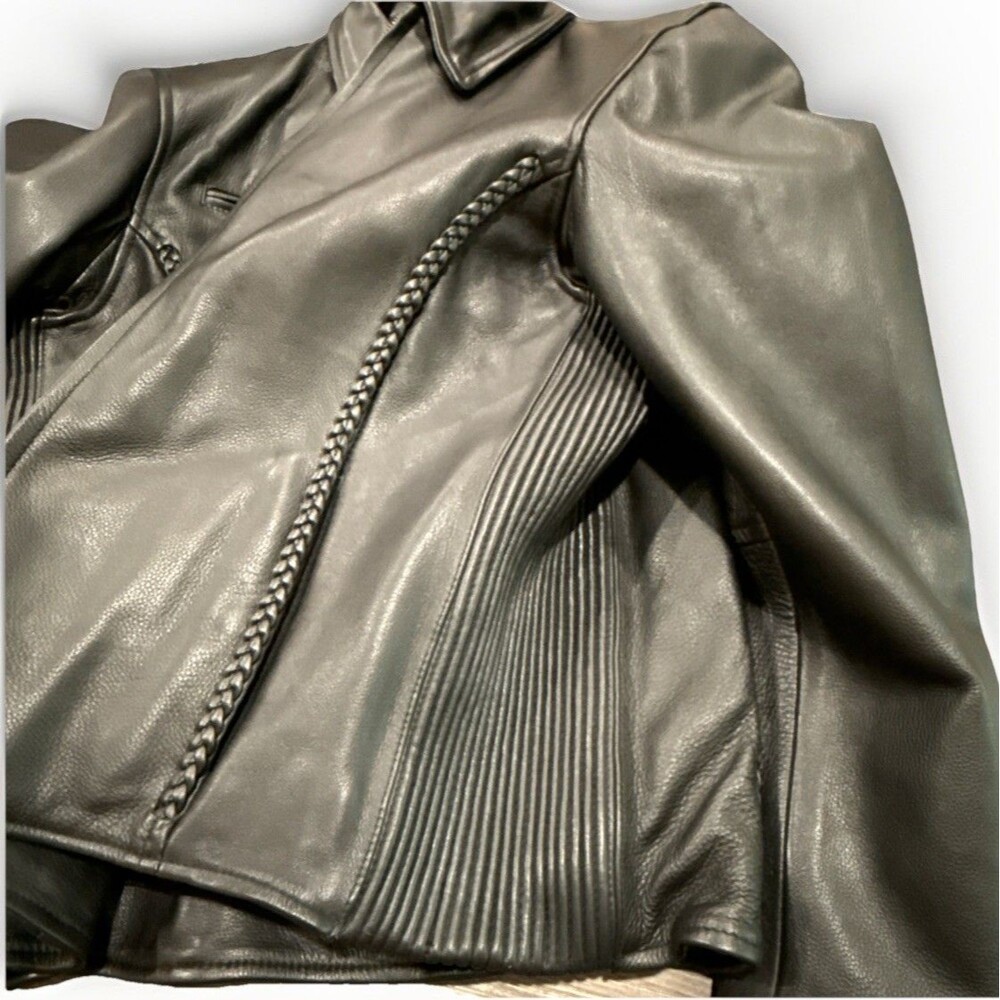 Milwaukee Leather Women’s M Black Motorcycle Jacket Zip-Out Liner Braided Sides - Picture 4 of 16